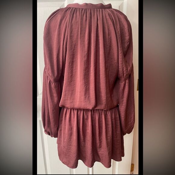 Lucky Brand Womens Long Sleeves Tie Neck Drop Waist Dress Size Small Rose Mauve - Picture 3 of 11